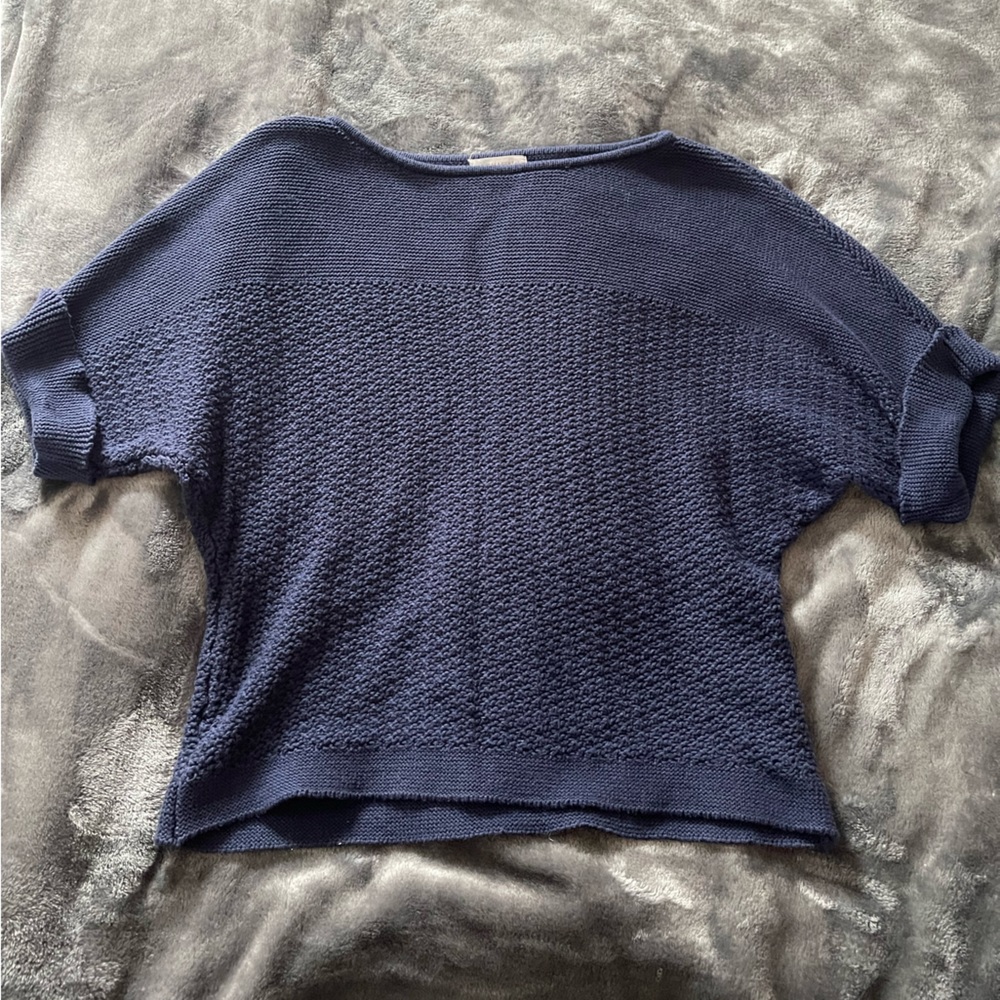 1/4 Sleeve Navy Sweater